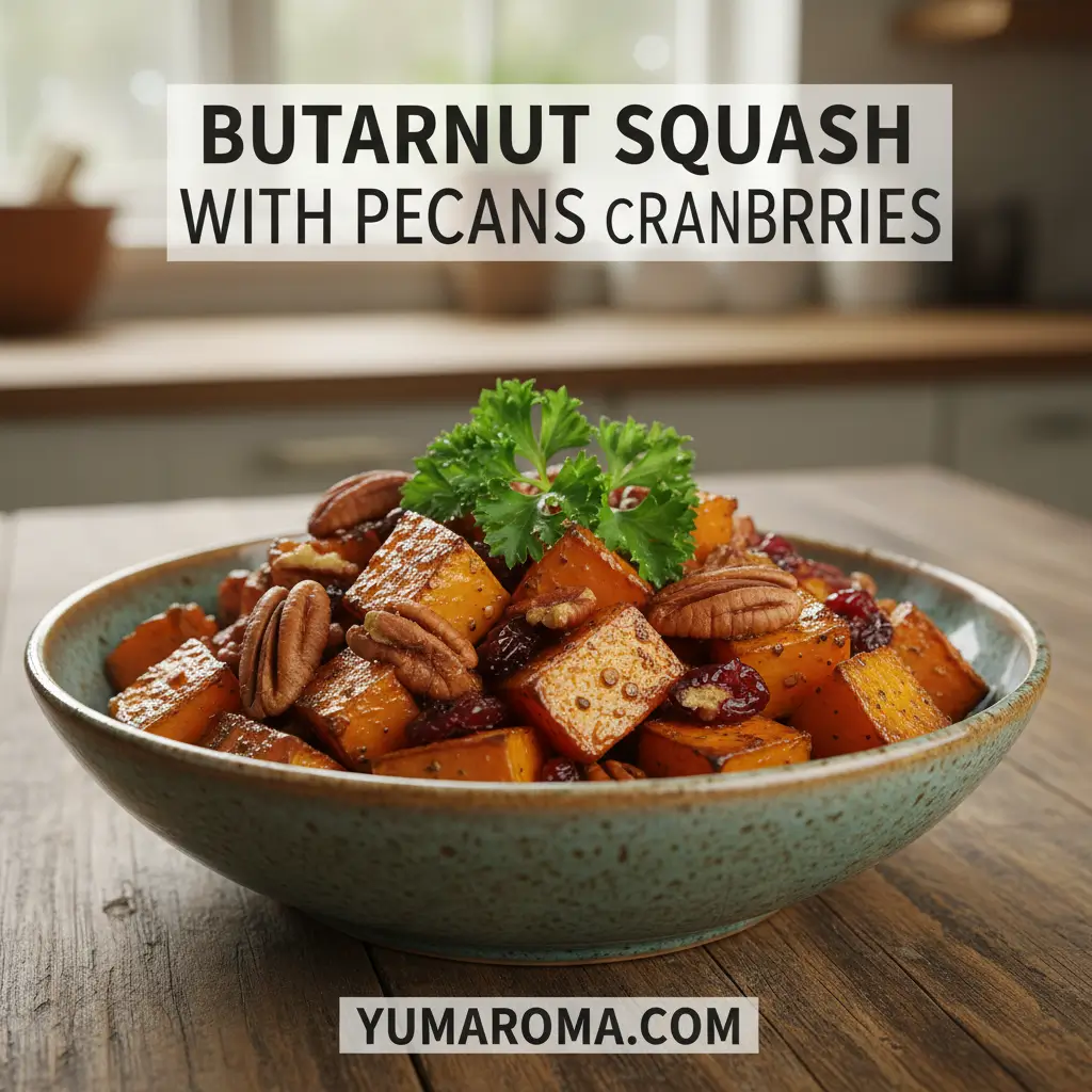 BUTTERNUT SQUASH WITH PECANS AND CRANBERRIES