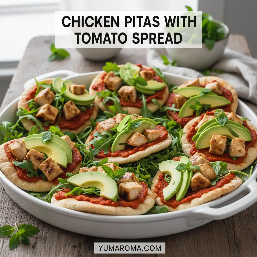 Chicken Pitas With Tomato Spread - Mediterranean Style 4 CHICKEN PITAS WITH TOMATO SPREAD