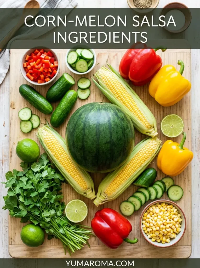 Corn-Melon Salsa ingredients