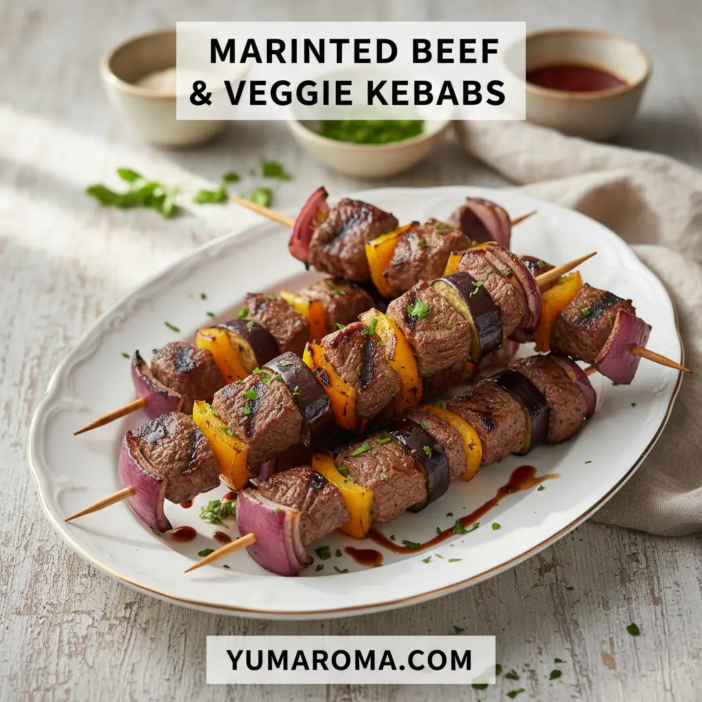 MARINATED BEEF & VEGGIE KEBABS