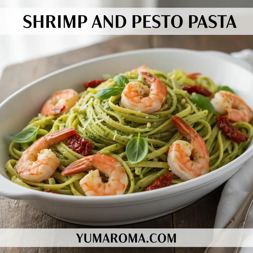 SHRIMP AND PESTO PASTA