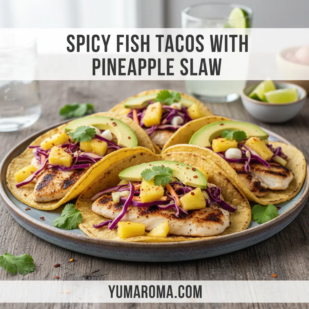 SPICY FISH TACOS WITH PINEAPPLE SLAW