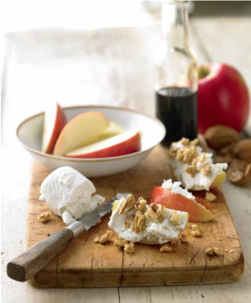 Sliced Apple With Goat Cheese