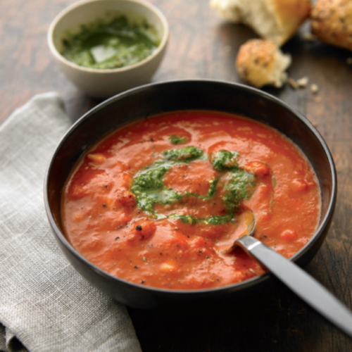 Chickpea-Pesto Tomato Soup