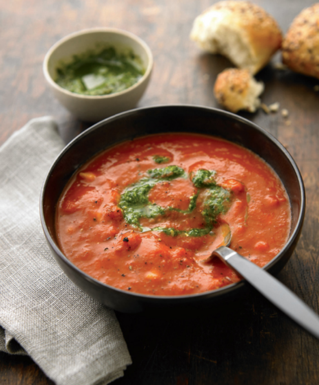 Chickpea-Pesto Tomato Soup