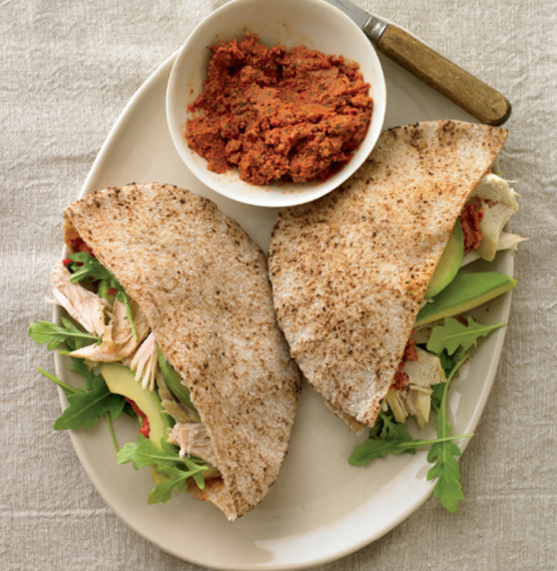 Chicken Pitas With Tomato Spread