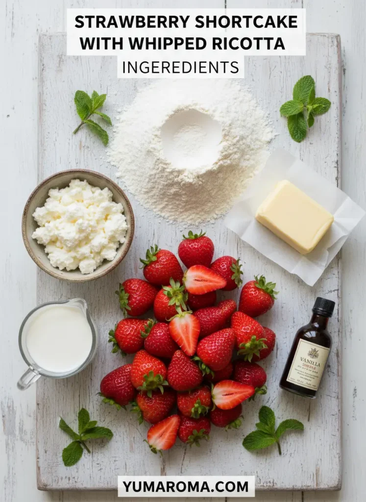 Strawberry Shortcake With Whipped Ricotta Ingredients